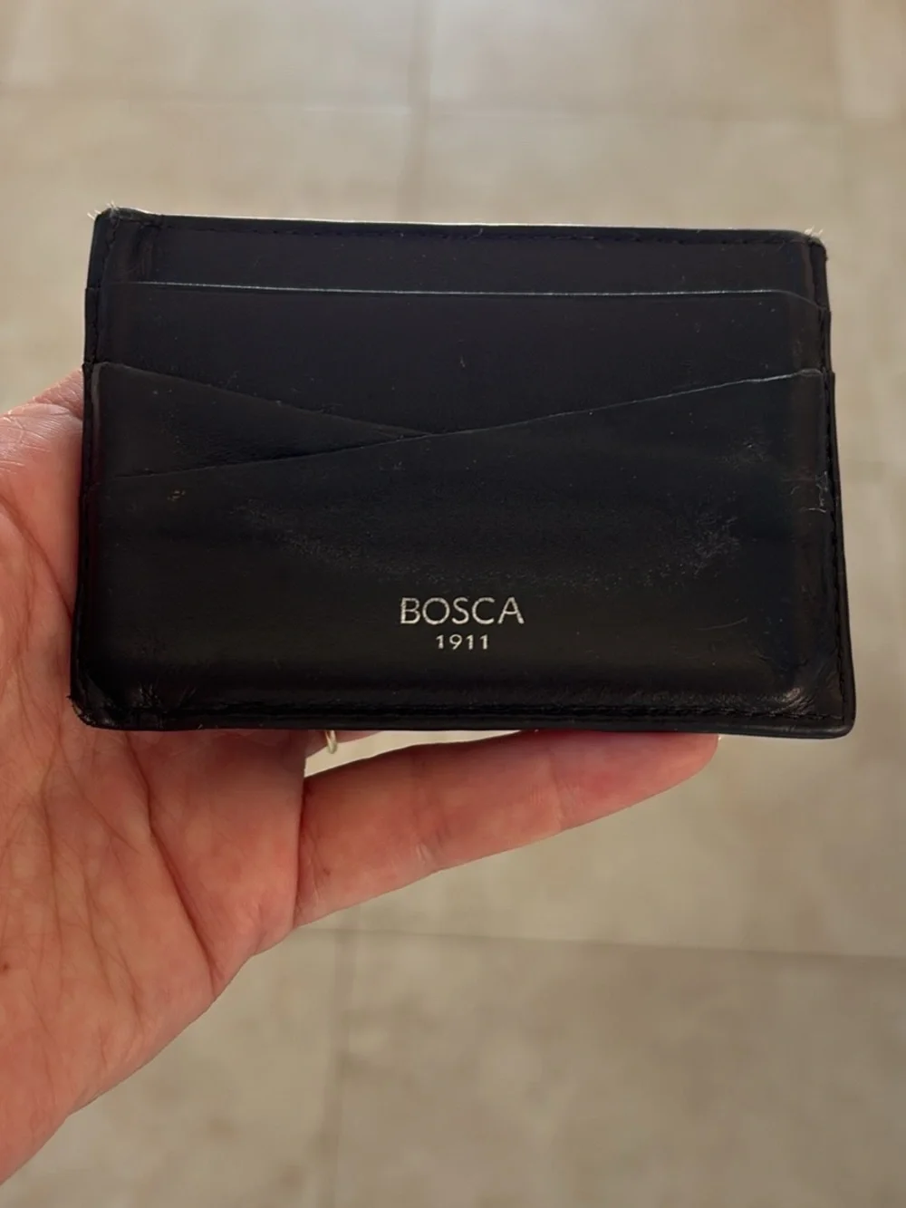 Bosca Designer Vintage Black Genuine Leather Card Holder